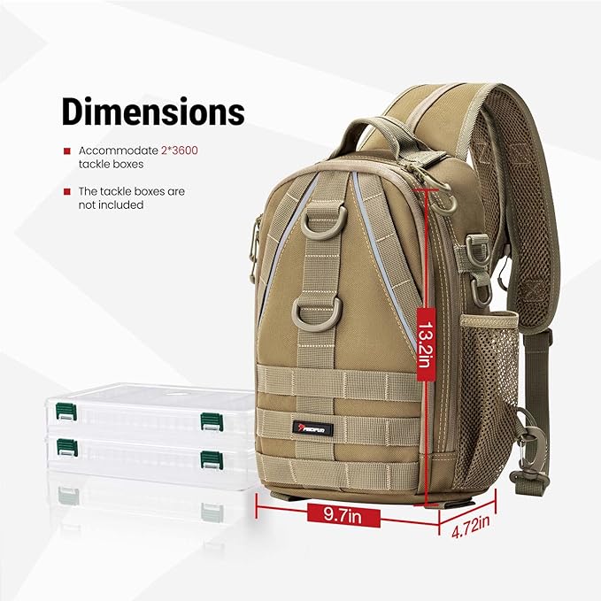Piscifun Fishing Backpack with Rod Holder, Lightweight Sling Bag Storge Gear - Image 6