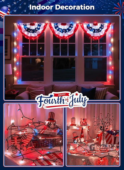 Red White Blue Mini Christmas Lights, 13ft Waterproof Lights - Image 5