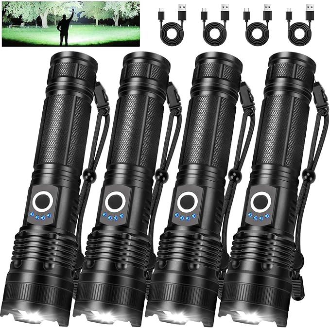 Lylting Rechargeable Flashlights High Lumens, 4 Pack 99, 000 Lumens Led by Brightyourwayhome