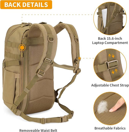 HUNTVP Tactical Backpack for Men 35L Military Backpack MOLLE 1000D Army Daypack - Image 3