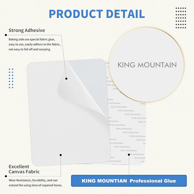 KING MOUNTAIN Canvas Repair Patch 9 x11 Inch 2 Pcs Self-Adhesive Waterproof - Image 3