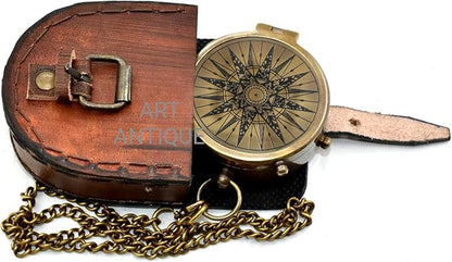 Vintage Brass Pocket Compass - Image 6