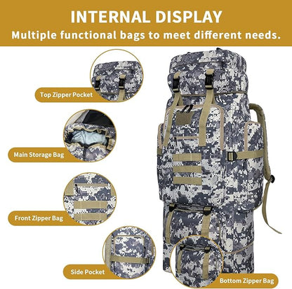 Hiking Backpack, 100L Large Camping Backpack, Expandable Waterproof MOLLE - Image 6
