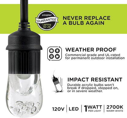 Enbrighten Classic Warm White String Lights, 36ft Black Cord, 18 Shatterproof - Image 4