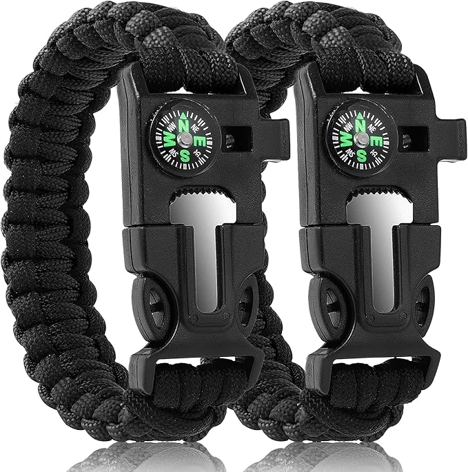 Bracelets, Survival Bracelets for Men Paracord Tactical 5-in-1 Camping Gear Kits by Oadnfa