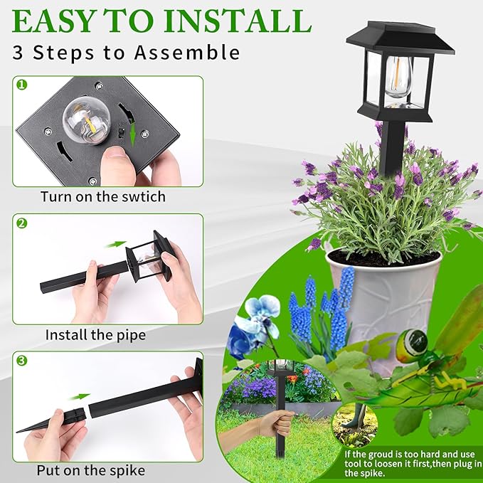 Greluna Solar Lights Outdoor, 6 Pack 6000K Waterproof Auto On/Off Solar Pathway - Image 5
