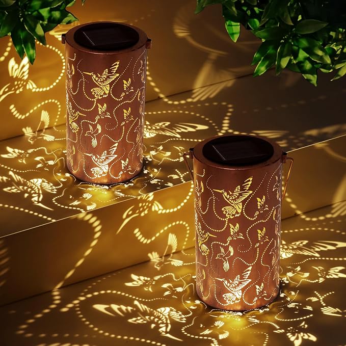 Solar Lanterns Outdoor Hanging Hummingbird Decor Lantern, Waterproof Hollow Out - Image 7