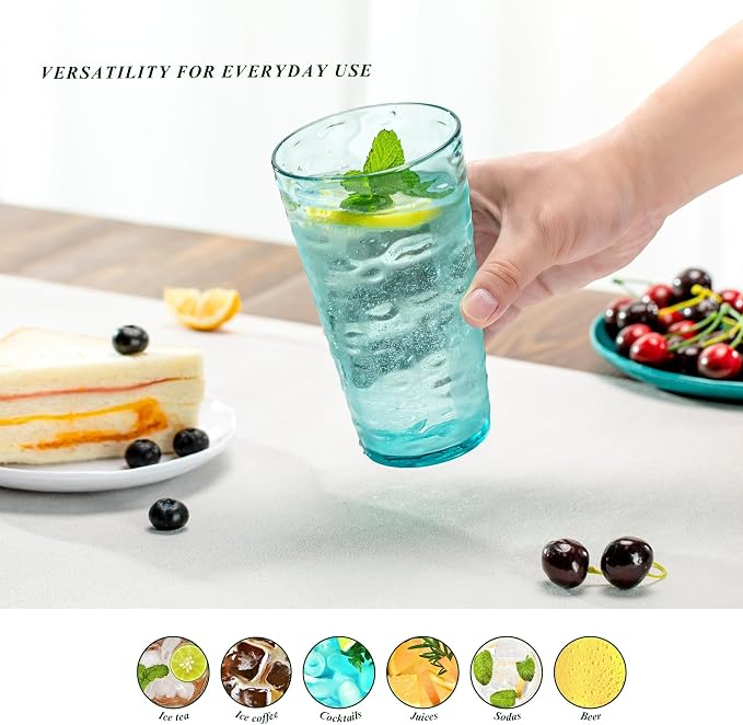 20oz Acrylic Glasses, Water-Ripple Design Shatter-Proof Plastic Cups, Reusable - Image 5