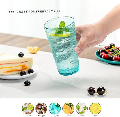 20oz Acrylic Glasses, Water-Ripple Design Shatter-Proof Plastic Cups, Reusable - Image 5