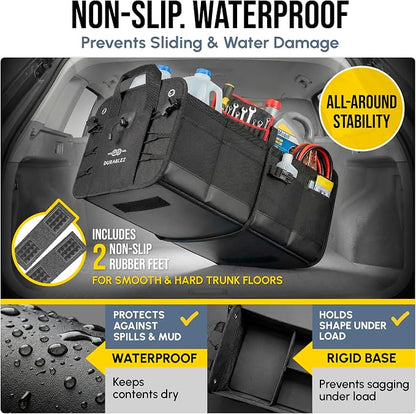 2-Section Trunk Organizer Foldable Car Storage Bin – Compact Dual-Compartment - Image 6