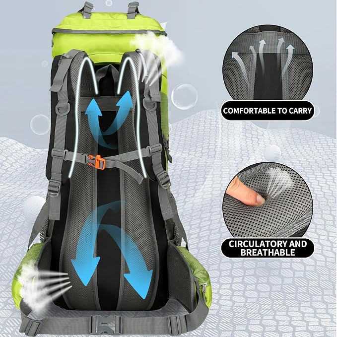 75L Hiking Backpack with Rain Cover Waterproof Camping Backpack Shoes Warehouse - Image 5