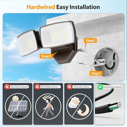 Onforu 3200LM Flood Lights Outdoor, 32W 6500K LED Security Light Switch - Image 2