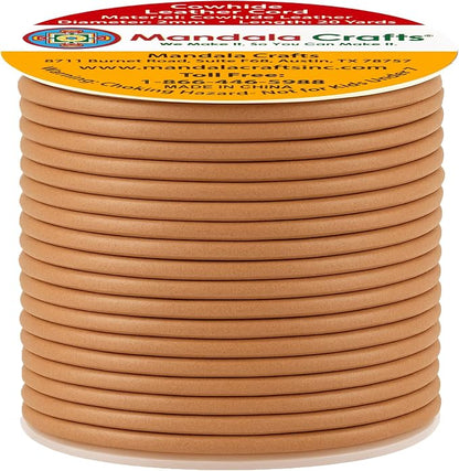 Mandala Crafts Round Genuine Camel Leather Cord - Image 2