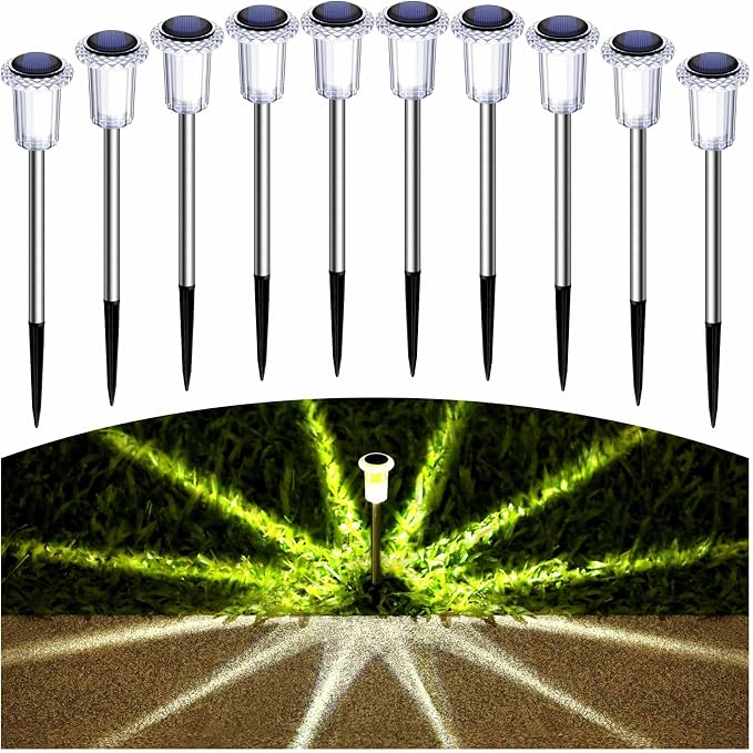 Solar Lights Outdoor 10 Pack Solar Pathway Lights Outdoor LED Waterproof - Image 8