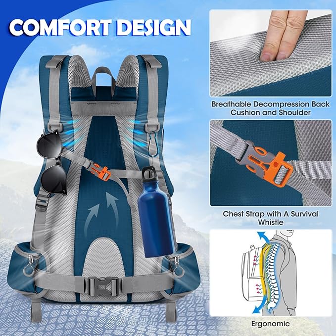 NUBILY 50L Hiking Backpack Waterproof Camping Backpack - Image 5