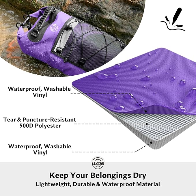 STOVER 5/10/25/30/40/55L Waterproof Dry Bag- Roll-Top Backpack w/Phone Case- - Image 2