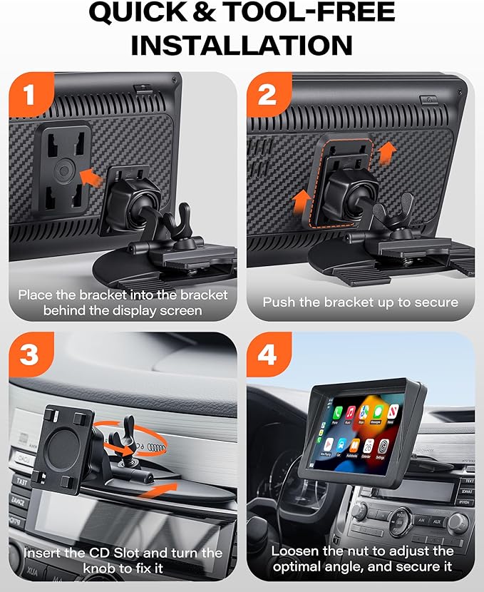 1Zero CD Slot Mount for CarPlay Screen, 360° Rotation Tool-Free Installation - Image 3