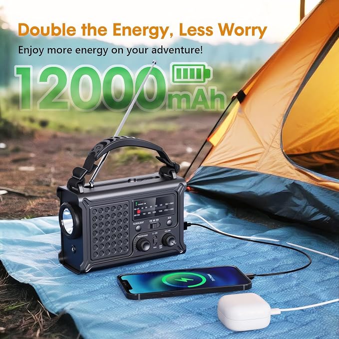 Raynic NOAA Weather Radio 12000mAh, Emergency Weather Radio - Image 6