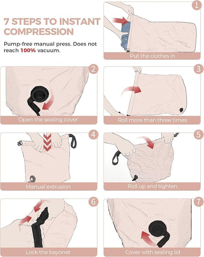 Travel Laundry Bag, Pump Free Vacuum Storage Bag Reusable Compression Dirty - Image 4