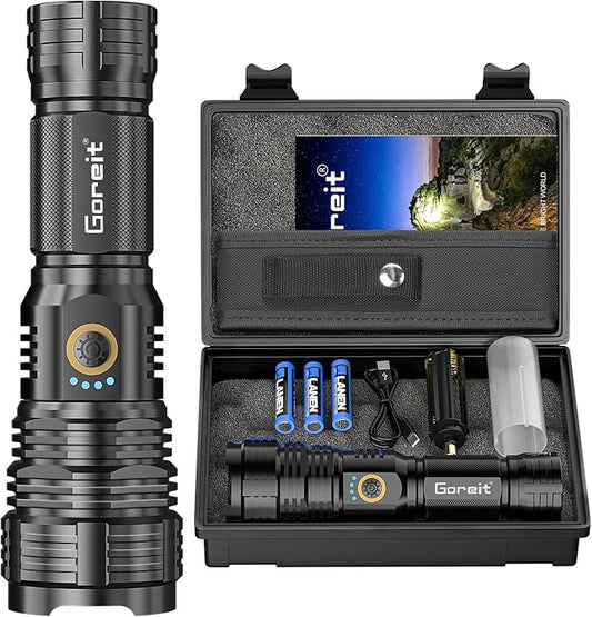Flashlights LED High Lumens Rechargeable, Goreit 20, 000 Lumens XHP70.2 Super by Goreit