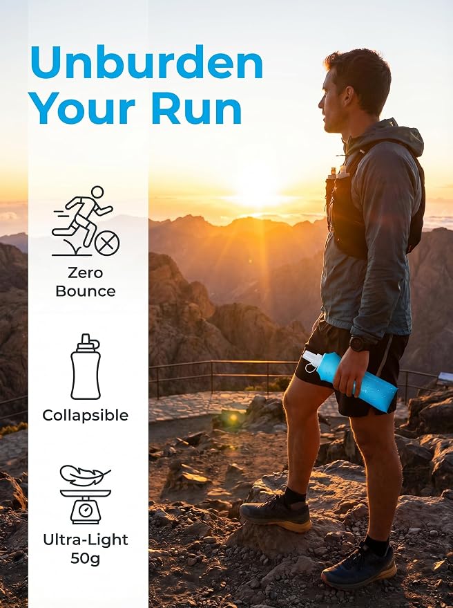 Zelvot Running Vest Soft Flask, BPA-Free 500ml Collapsible Water Bottle - Image 5