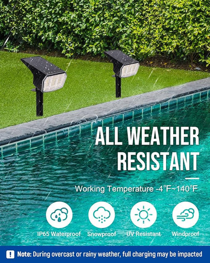AUDERWIN Solar Lights Outdoor Waterproof IP65, 63 LED 3 Lighting Modes Solar - Image 2