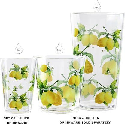 Calypso Basics Fresh Lemons, by Reston Lloyd, 8oz Acrylic Juice Drinkware - Image 6
