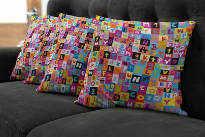 Ambesonne Abstract Throw Pillow Cushion Case Pack of 4, Colored Alphabet - Image 7
