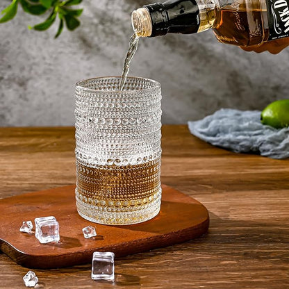ZMOWIPDL Vintage Glassware Drinking Glasses Set of 6, 15 oz Hobnail Glass Cups - Image 3