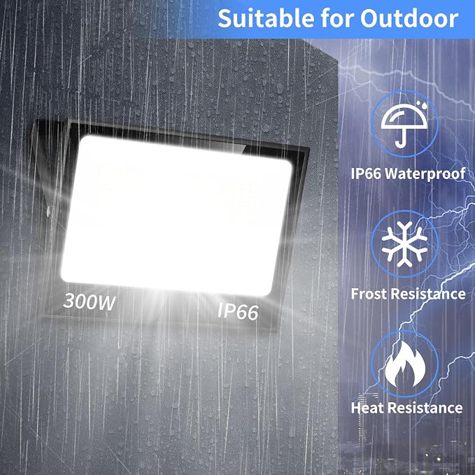ISUERFY 300W LED Flood Light Outdoor - Image 4