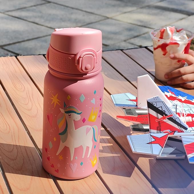 OLDLEY 12oz Kids Water Bottle, Stainless Steel Insulated Water Bottle - Image 2