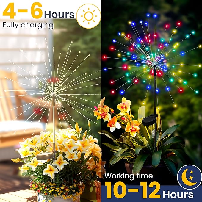 GIGALUMI Garden Decor Outdoor Lights 120LED 8Pack, Solar Garden Lights Outside - Image 2