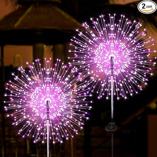 JJGoo Solar Firework Lights, 2 Pack 180 LEDs 2 Lighting Modes Solar Lights by JJGoo