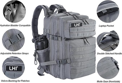 LHI Military Tactical Backpack for Men and Women 45L Army 3 Days Assault Pack - Image 7