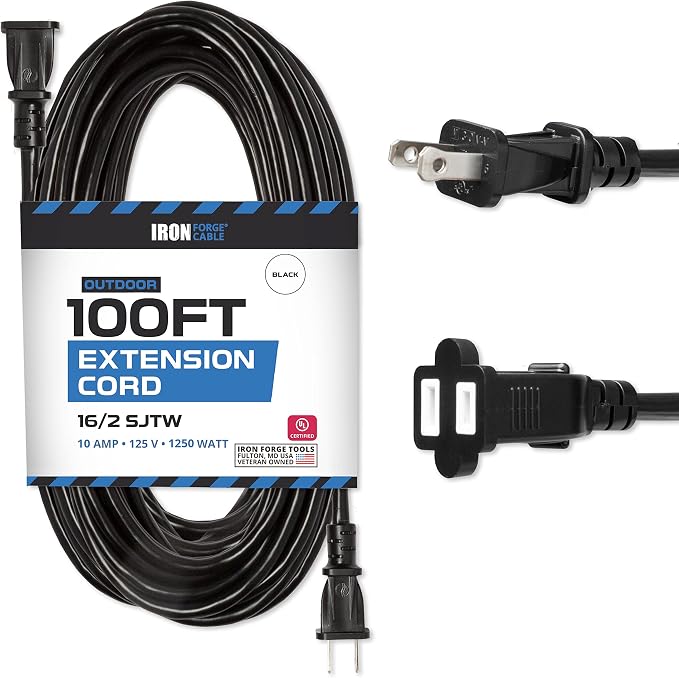 Iron Forge Cable 100 Ft Black Extension Cord, 100 Foot Extension Cord by IronForgeCable
