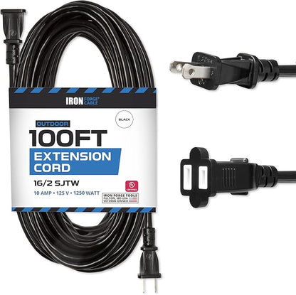 Iron Forge Cable 100 Ft Black Extension Cord, 100 Foot Extension Cord by IronForgeCable