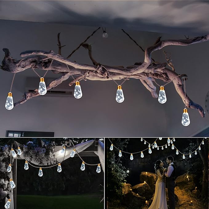 Solar Outdoor String Lights, 2 Pack 20Ft Vintage Rope Hemp Solar Patio Lights - Image 7