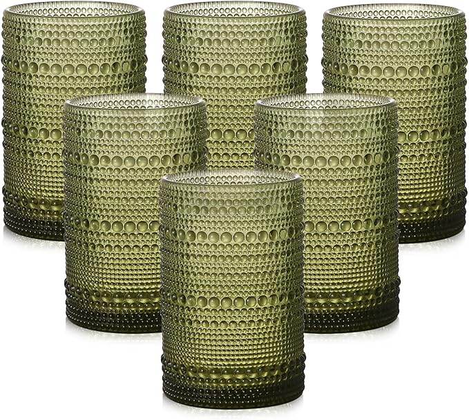 ZMOWIPDL Vintage Glassware Drinking Glasses Set of 6, 15 oz Hobnail Glass Cups by ZMOWIPDL