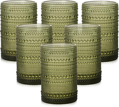 ZMOWIPDL Vintage Glassware Drinking Glasses Set of 6, 15 oz Hobnail Glass Cups by ZMOWIPDL