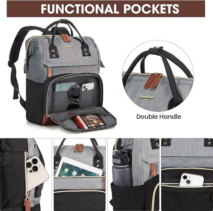 Focdod Laptop Backpack 17.3 Inch Womens Professional Purse Computer Bag Nurse - Image 2
