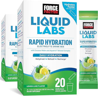 Force Factor Liquid Labs Electrolytes Powder Packets—Lemon Lime—Hydration by ForceFactor