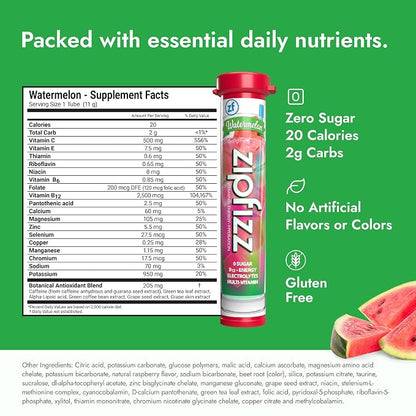 Zipfizz Daily Energy Drink Powder, Watermelon, 20 Pack | 3-in-1 Sustained Energy - Image 2