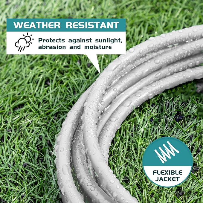 Indoor Outdoor Extension Cord Weatherproof, UL Certified, 16 Gauge 50FT White 3 - Image 4