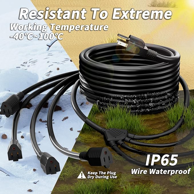 PlugSaf 1 to 4 Splitter Outdoor Extension Cord - Image 5