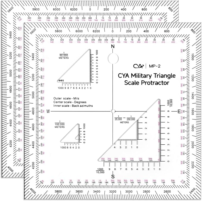 Zonon 2 Pcs 5 Inch Military Map Protractor Military Style Utm/mgrs Coordinate by Zonon