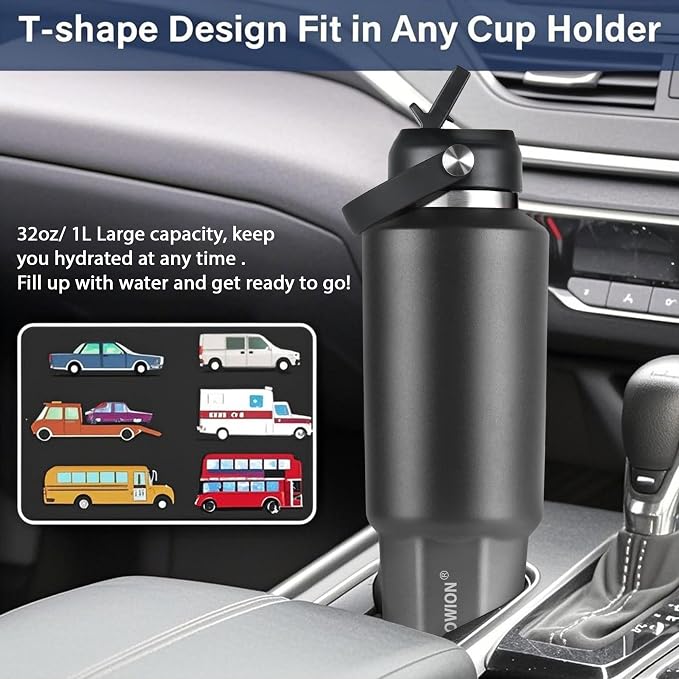 HYDROWION 40 oz Insulated Water Bottle, Car Water Bottle Holder - Image 2