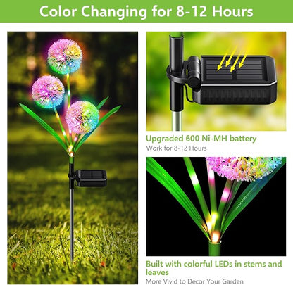 WdtPro Solar Lights Outdoor Garden Decor, 4 Pack 12 Heads Solar Flower Lights - Image 4