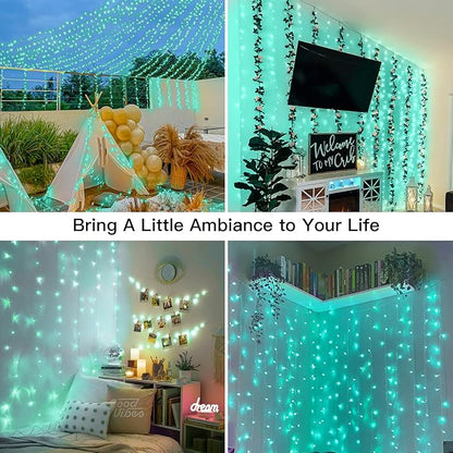 suddus Curtain Lights for Christmas, 200 Led 6.5ft x 6.5ft Hanging String - Image 2