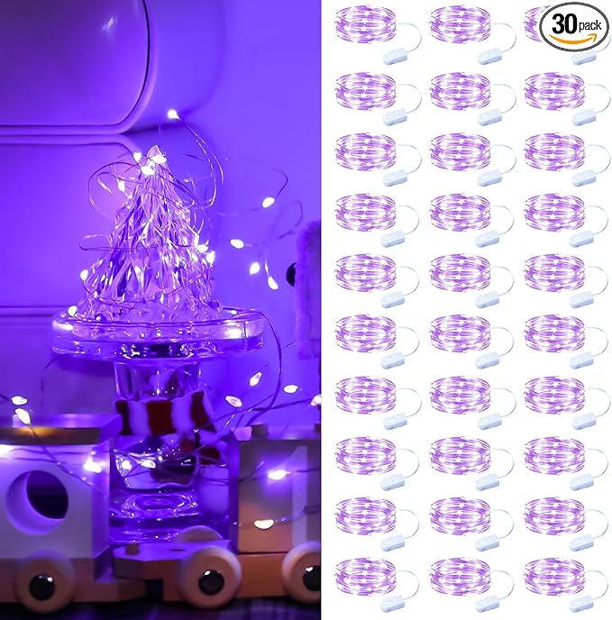 ZSJWL 30 Pack Purple Fairy Lights Battery Operated, 7Ft 20LED Mini String Light by ZSJWL