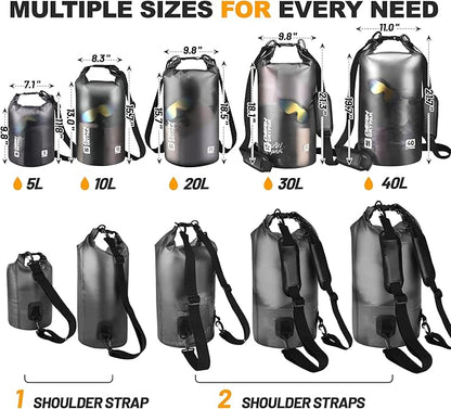 Waterproof Dry Bag, 5L/10L/20L/30L/40L Roll Top Lightweight Storage Backpack - Image 2